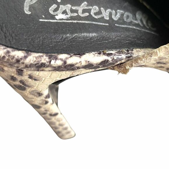 L’INTERVALLE Python Snake Print Square Toe Mule Heels Black Cream 40 - Picture 13 of 13